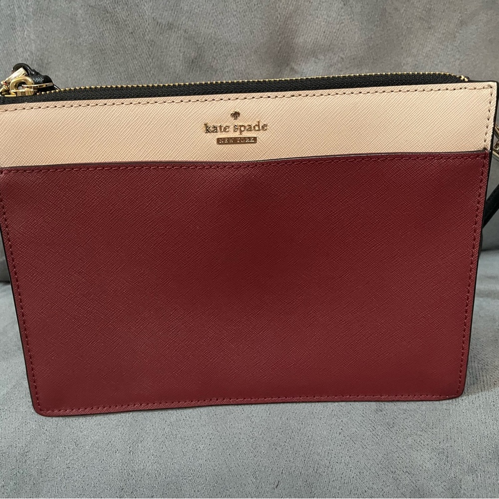 Kate Spade Burgundy and Beige Crossbody Bag